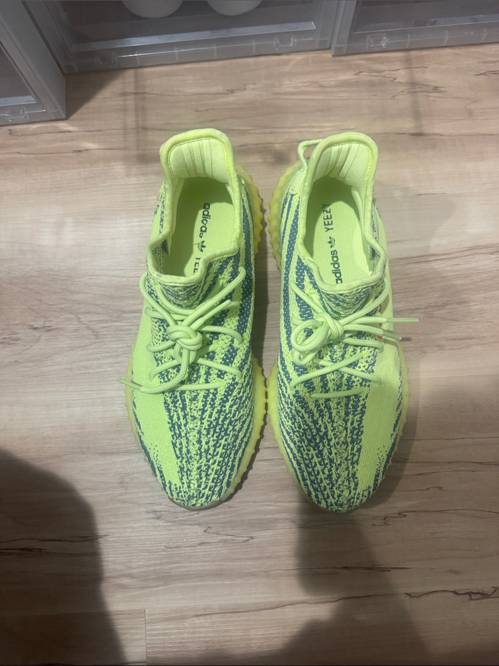 adidas Kids Neon Yellow-Green Knit Sneakers